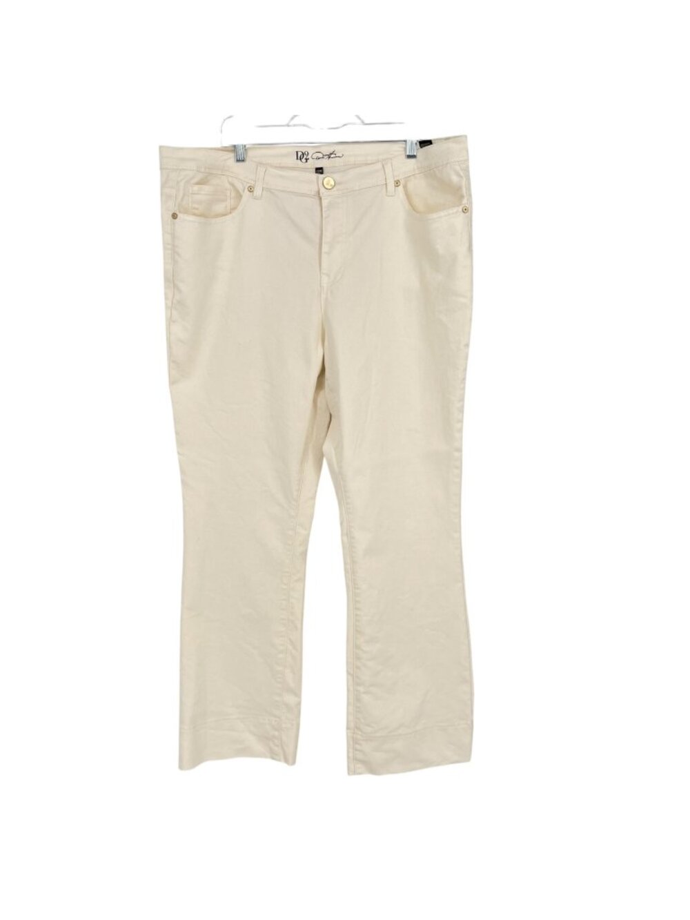 DG2 by Diane Gilman Straight Leg High Rise Pants Cream Ivory Size 20W